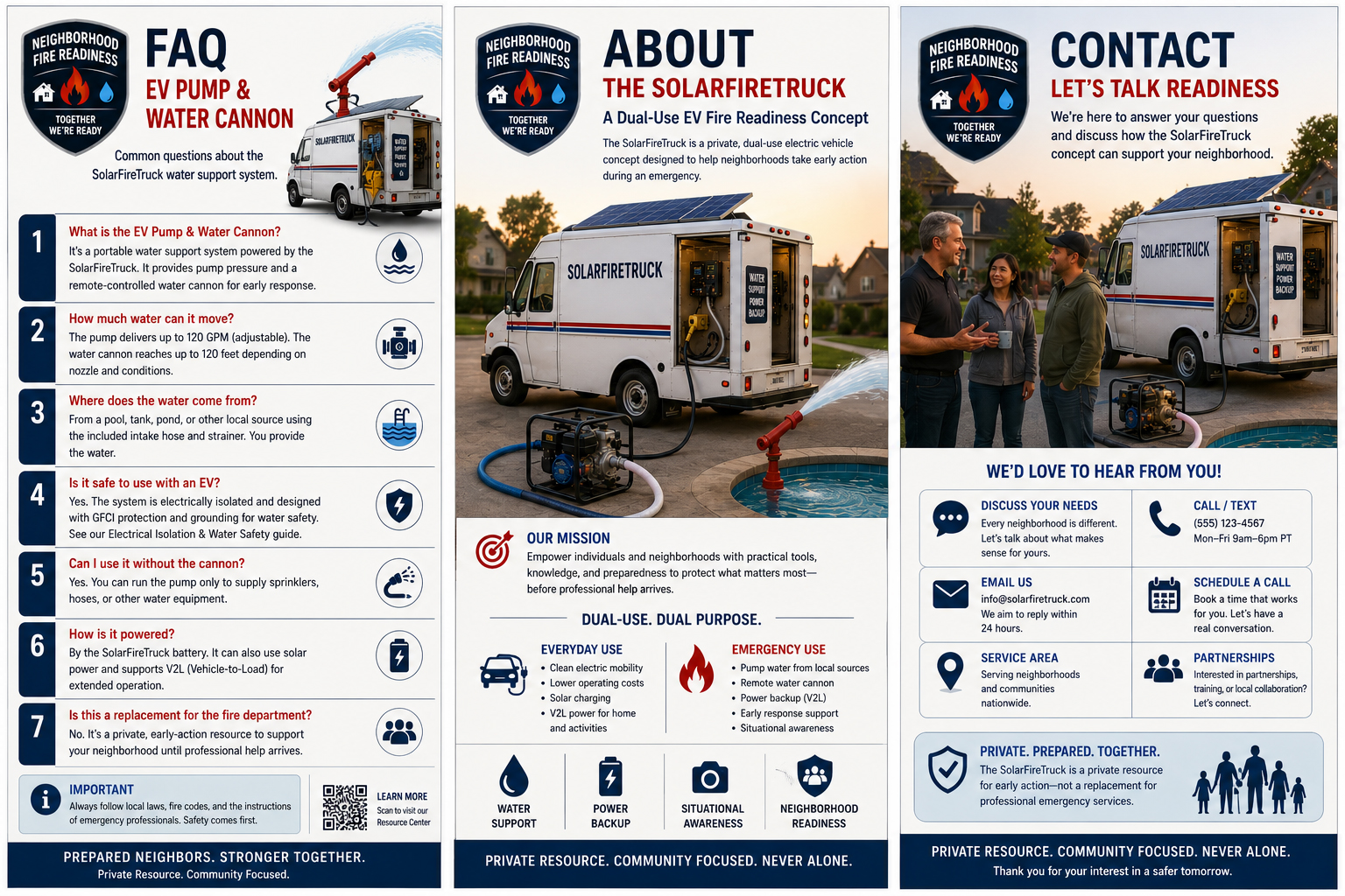 Emergency readiness discussion with EV power, pool water, and planning notes