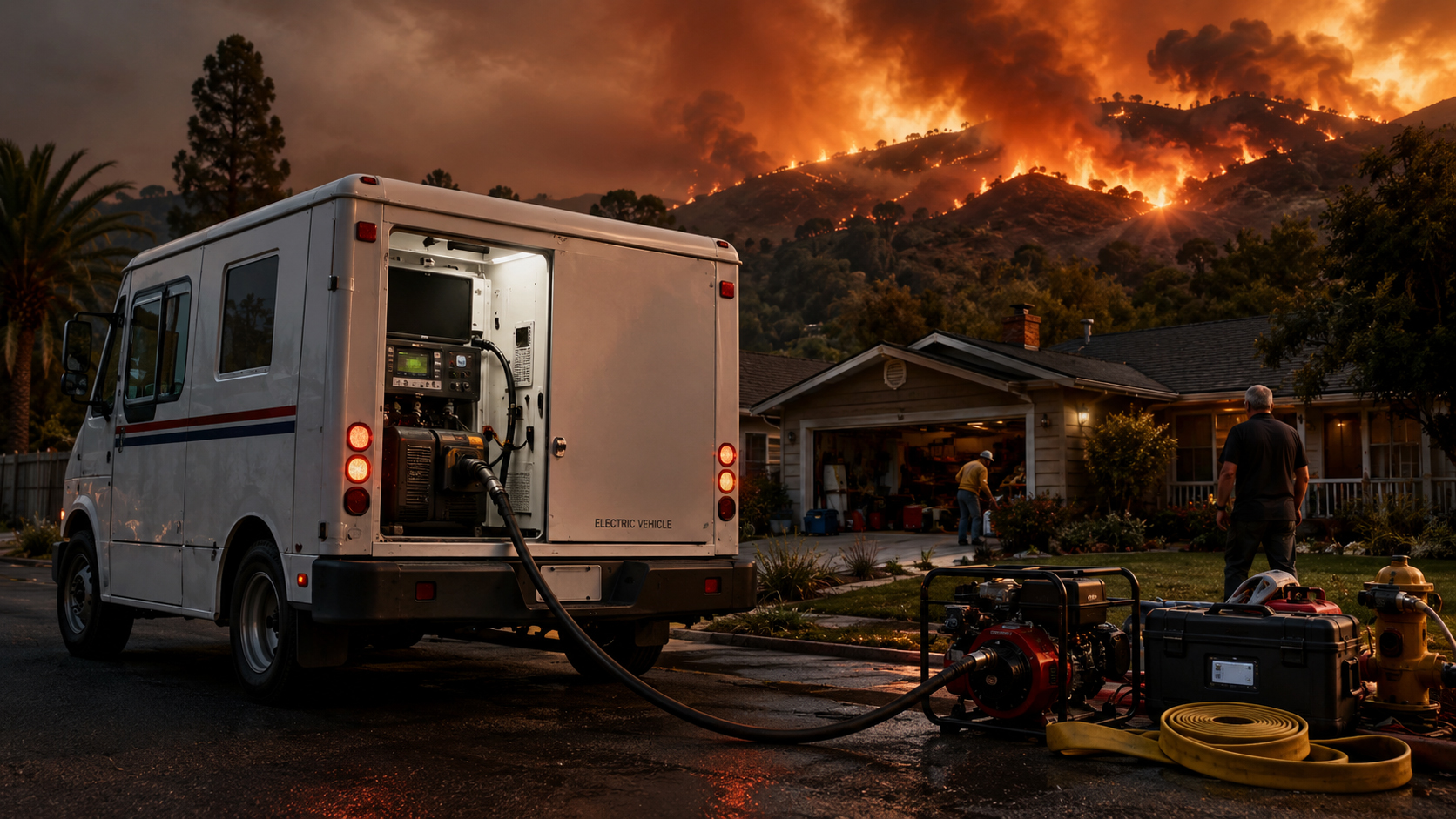 EV emergency power staged for fire readiness