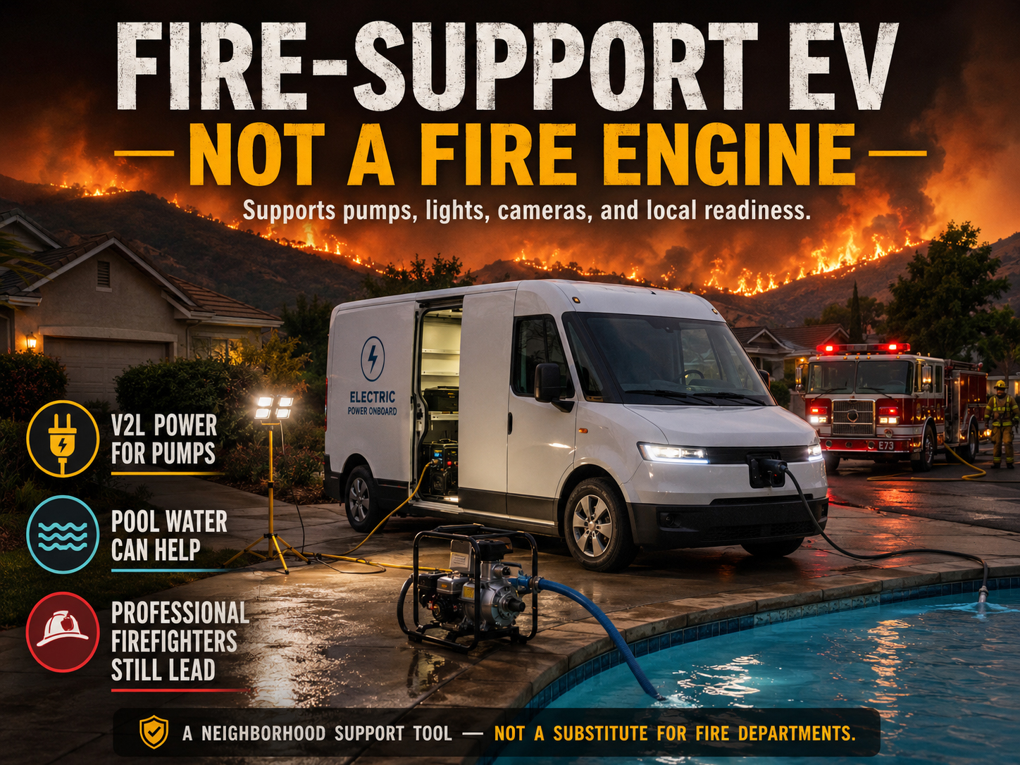 EV fire support concept clearly shown as not a fire engine