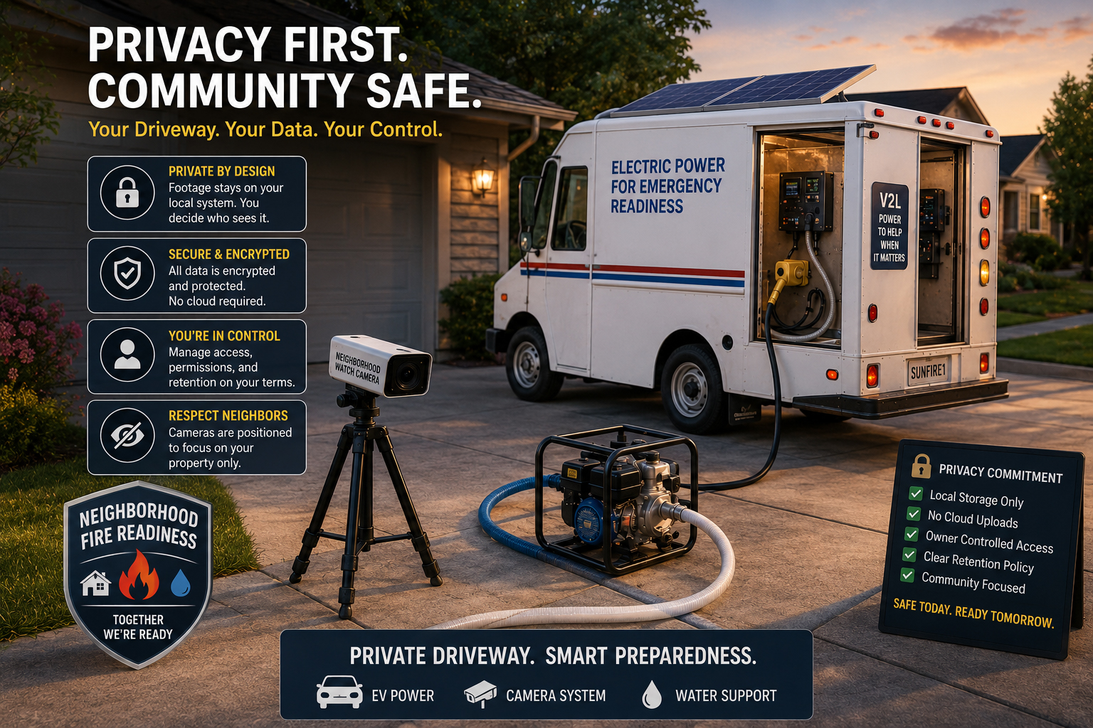 Privacy page image with driveway EV and camera system